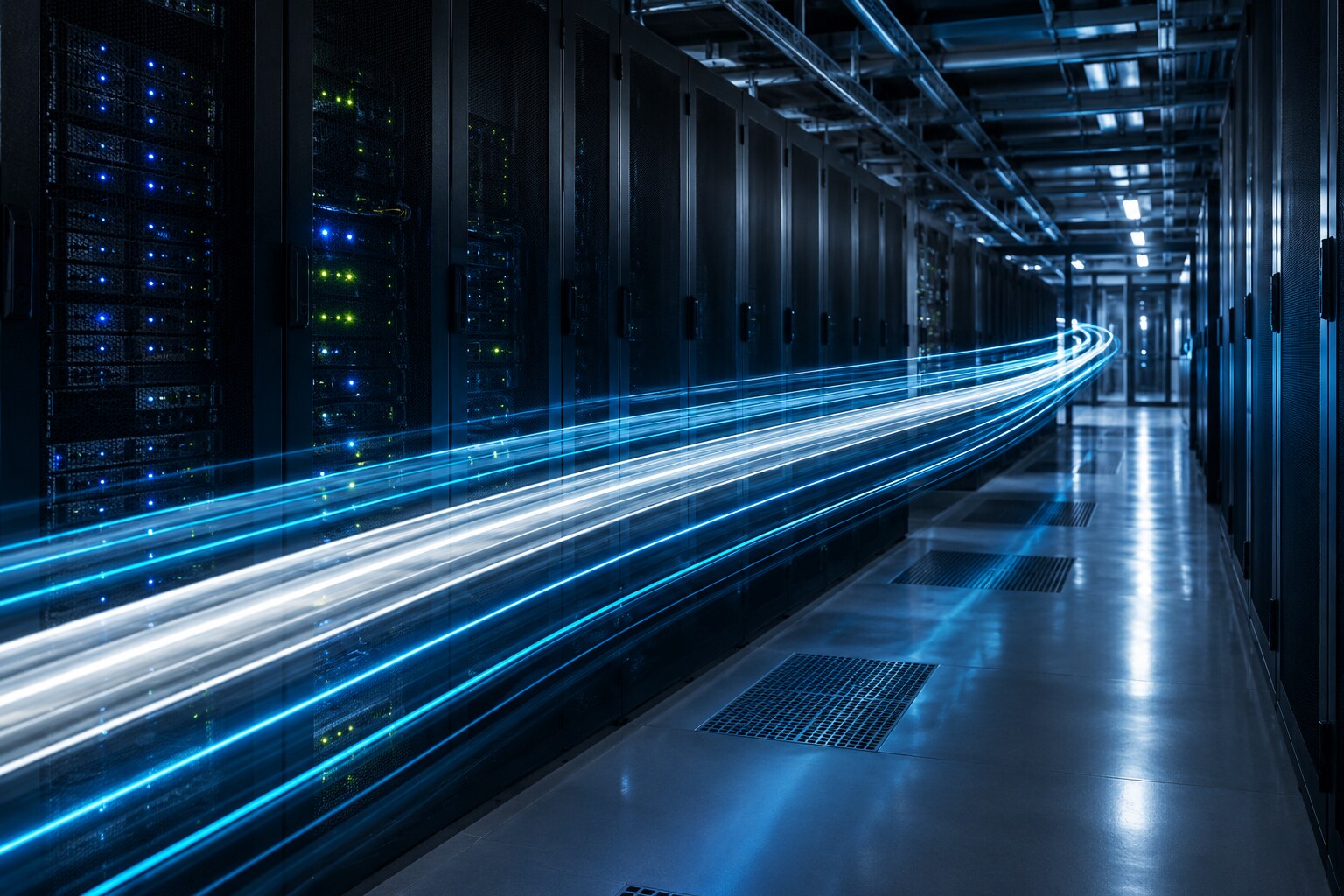 Fast light trails inside a modern data center